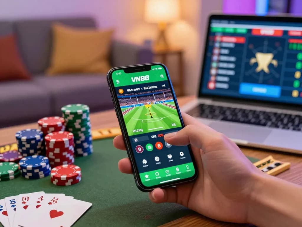 Engaging user experience on VN88 platform for online betting and gaming in a cozy home environment.