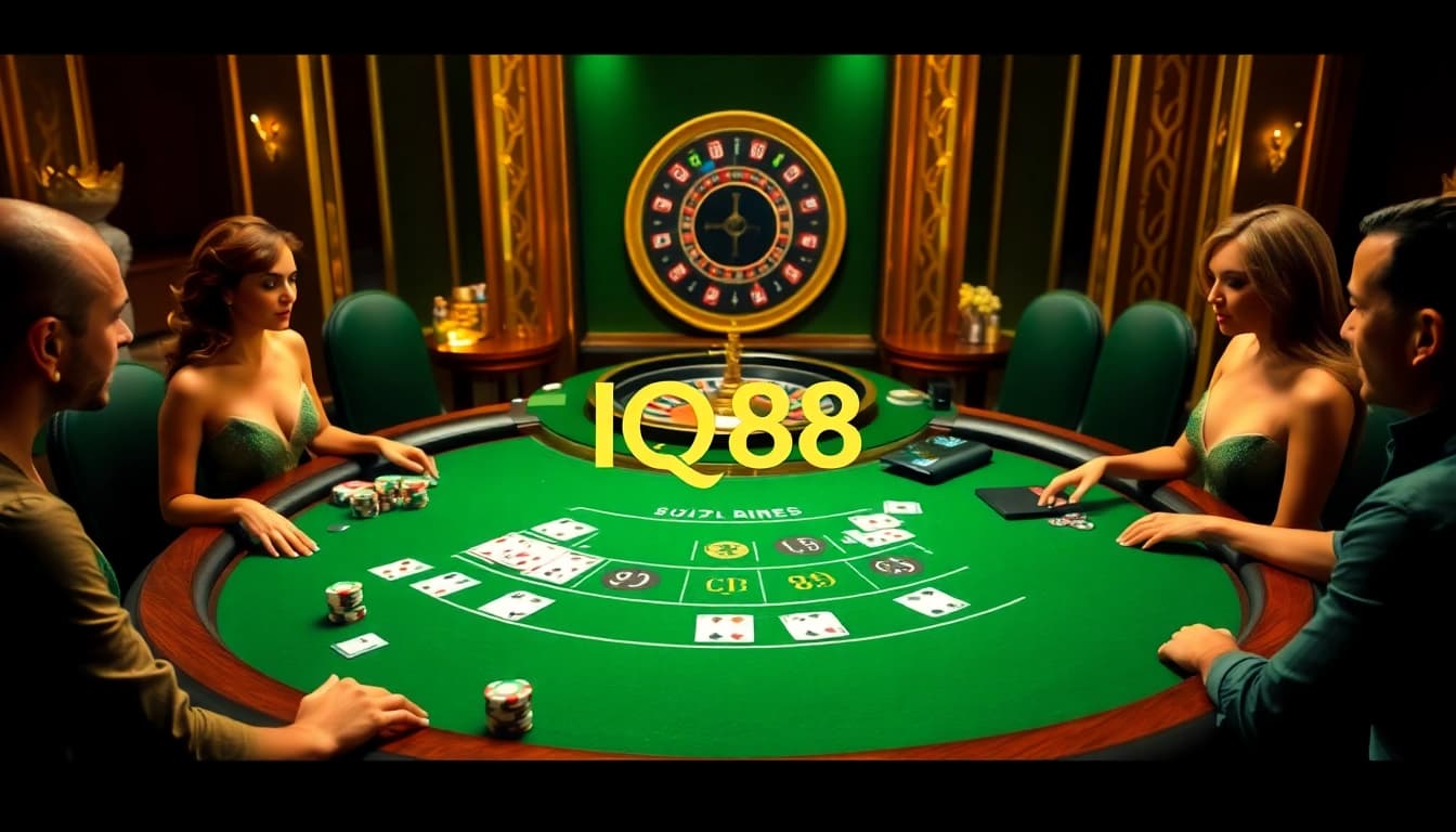 Experience thrilling gameplay at IQ88 with a luxurious casino atmosphere showcasing online gambling.
