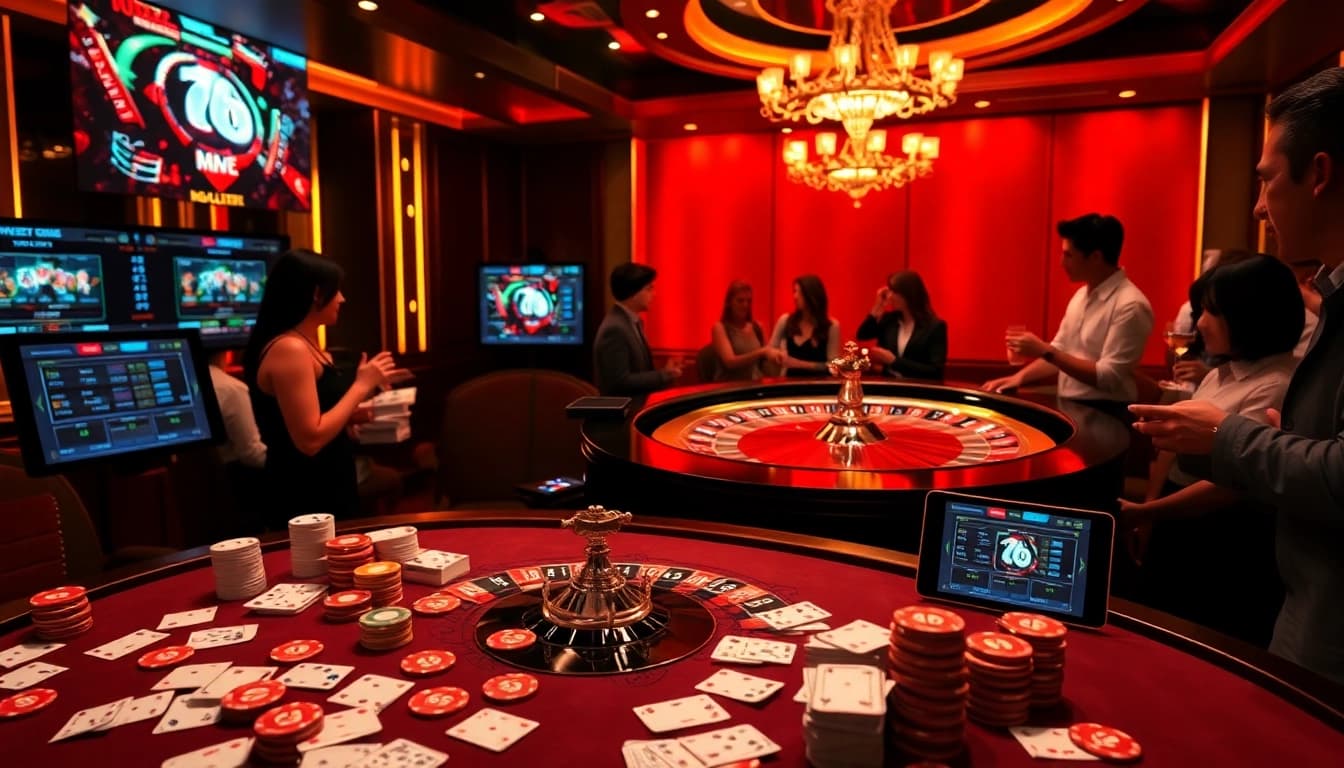 Experience high-stakes action at MV 66 casino with vibrant poker chips and exciting games.