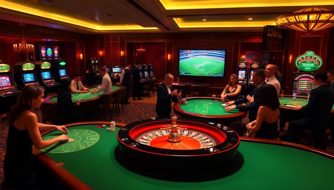 Players enjoying an exciting casino experience with Socolive streaming live football matches.
