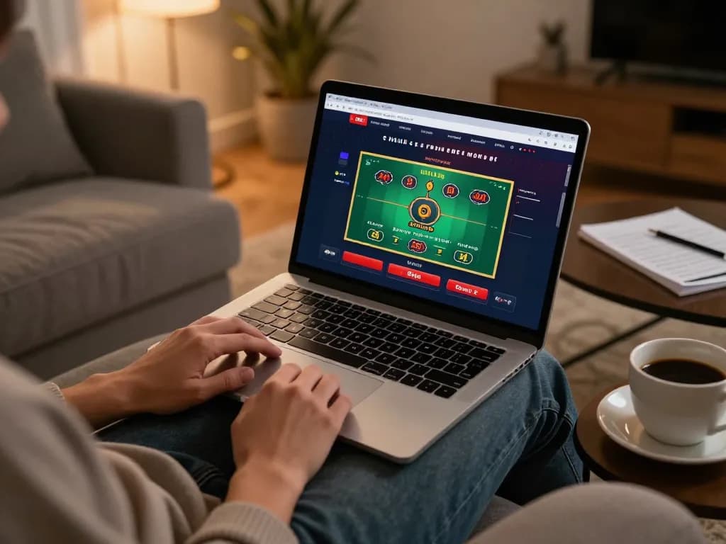 Engaging in online casino gameplay at https://mm88.today/ with cozy home ambiance