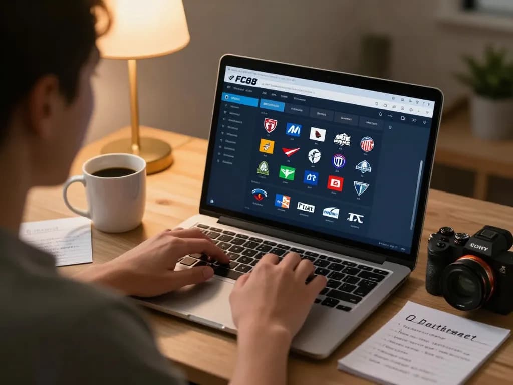 Bet on FC88 sports with a focused player analyzing betting options and strategies at home
