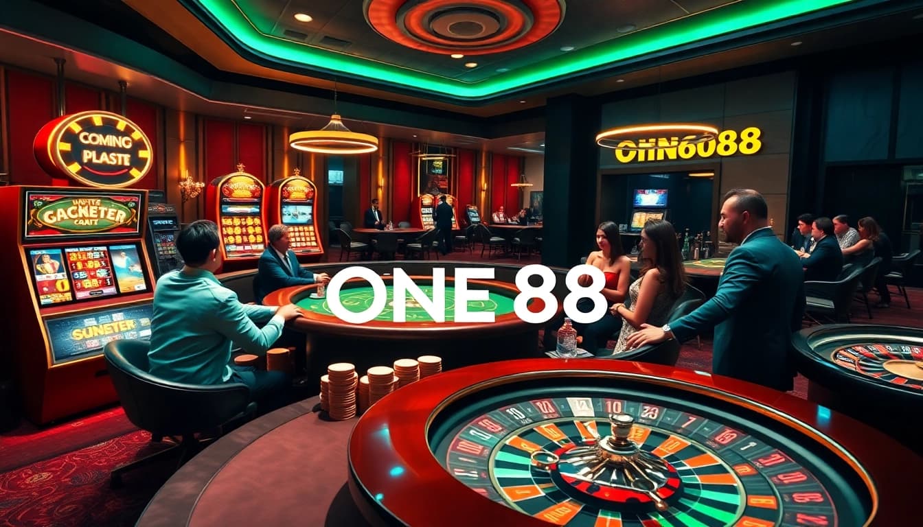 Experience a thrilling game night at ONE88 with luxurious decor and exciting casino action.