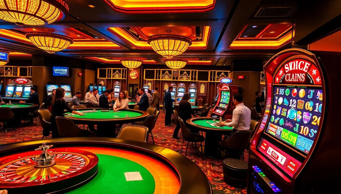 Players enjoying exciting games at Good88 Casino with vibrant tables and slots.