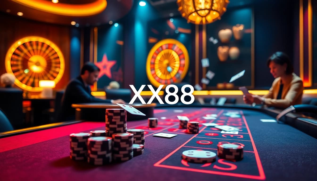 Experience the thrill at Nhà Cái XX88 with a luxurious Baccarat table scene.
