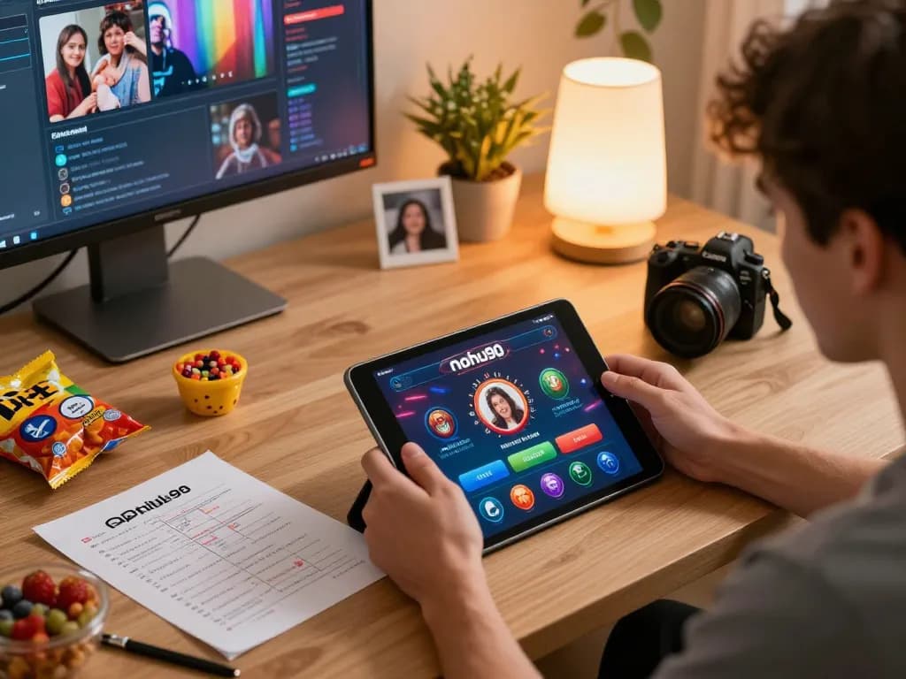 Engaging gameplay on nohu90 casino app at a cozy home setting.
