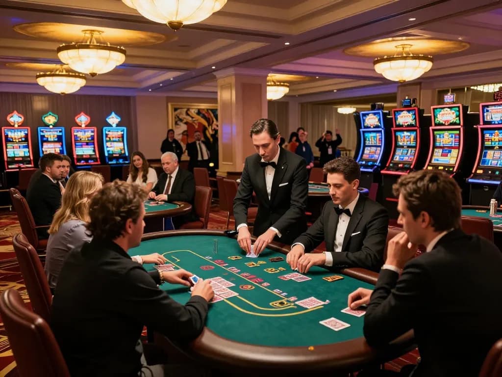 Players enjoy intense blackjack strategy during live gameplay at gem88 casino, showcasing high stakes.