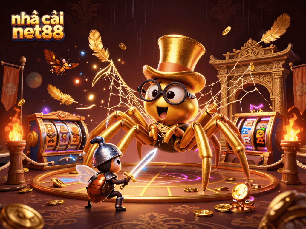 Engage in the excitement of nhà cái net88 with a vibrant 3D casino scene featuring animated casino elements.