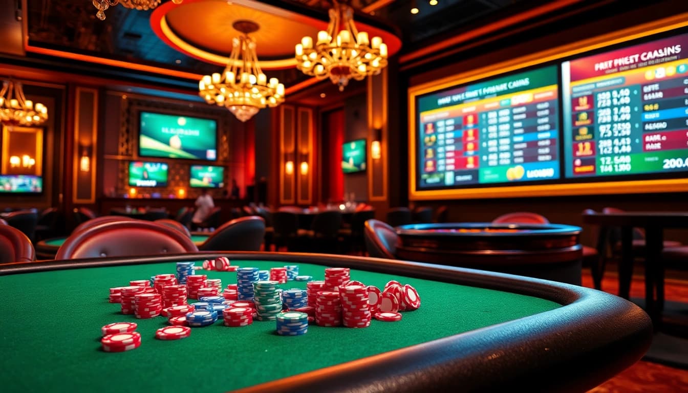 Experience the excitement of LEO88 with vibrant casino gaming, featuring poker, roulette, and colorful chips.