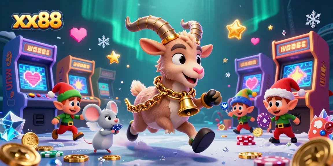 Experience thrilling gaming action with xx88 at a dynamic, festive casino scene.