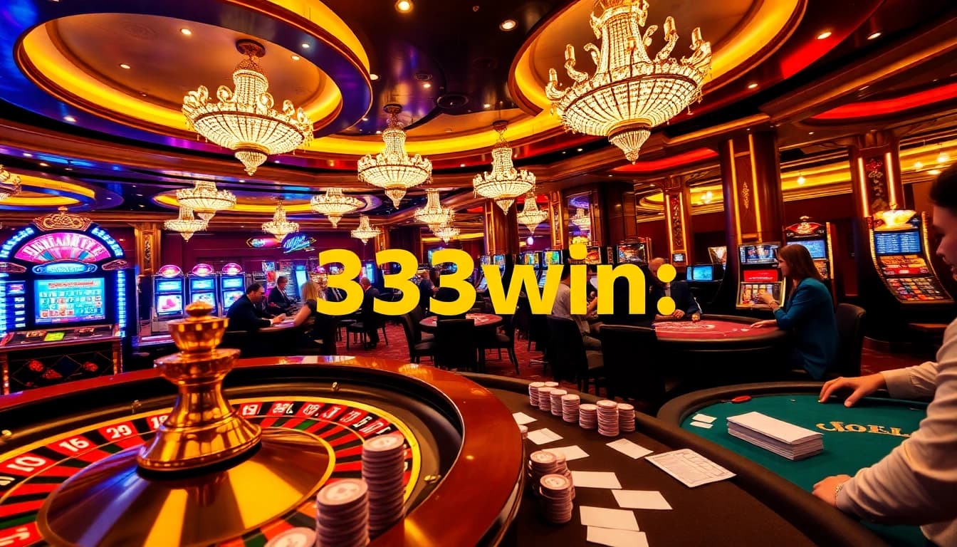 Experience the thrill of gaming at 33win with vibrant casino tables and excited players.