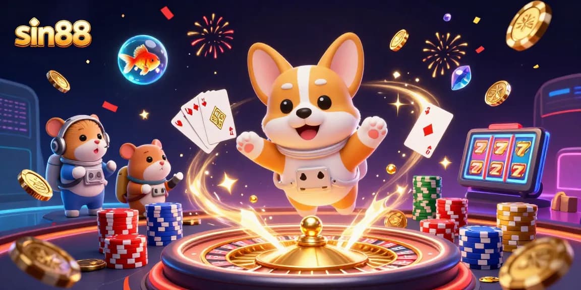 Join sin88 in an exciting casino adventure with floating coins and thrilling games!