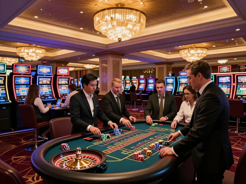 Players enjoying the excitement of a roulette game at the FIVE88 casino, creating strategic betting moments.