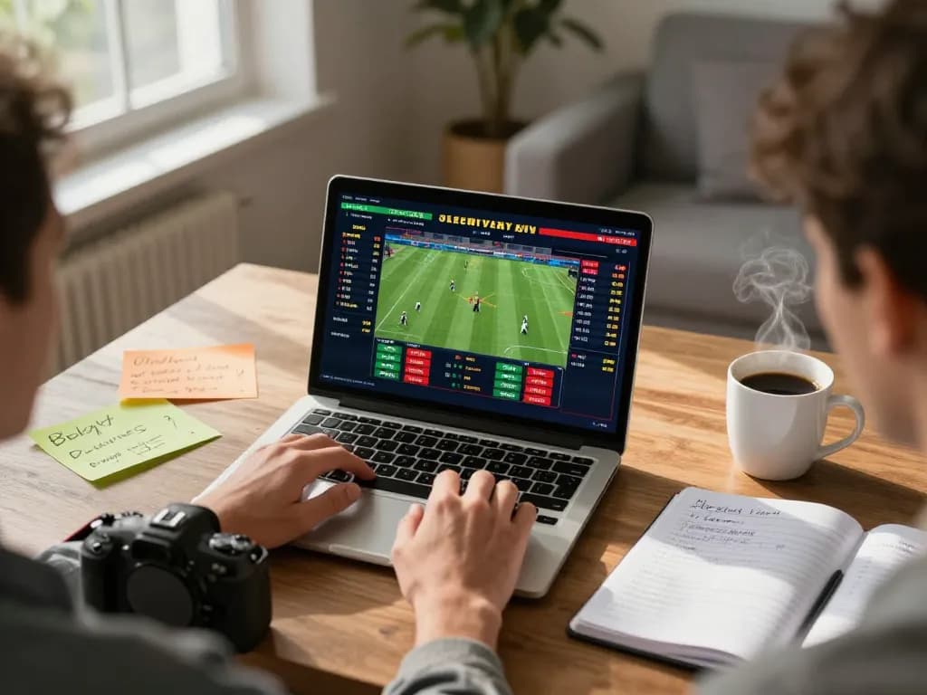 Player engaged in sports betting on CM88 website from a cozy home setup.