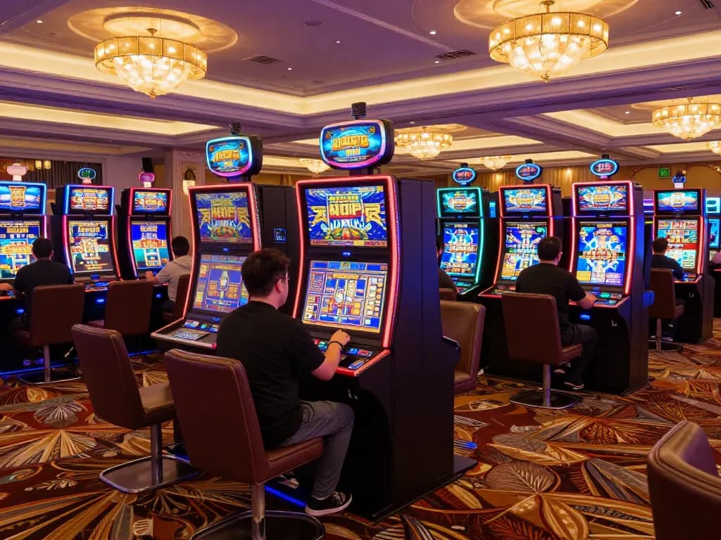 Exciting slot machines engaging players at 78WIN online casino, showcasing vibrant colors and immersive atmosphere.