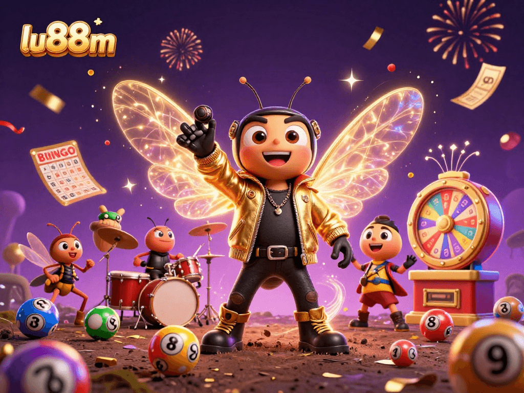 Experience the thrill of lu88m with a vibrant 3D casino scene featuring animated lottery elements.