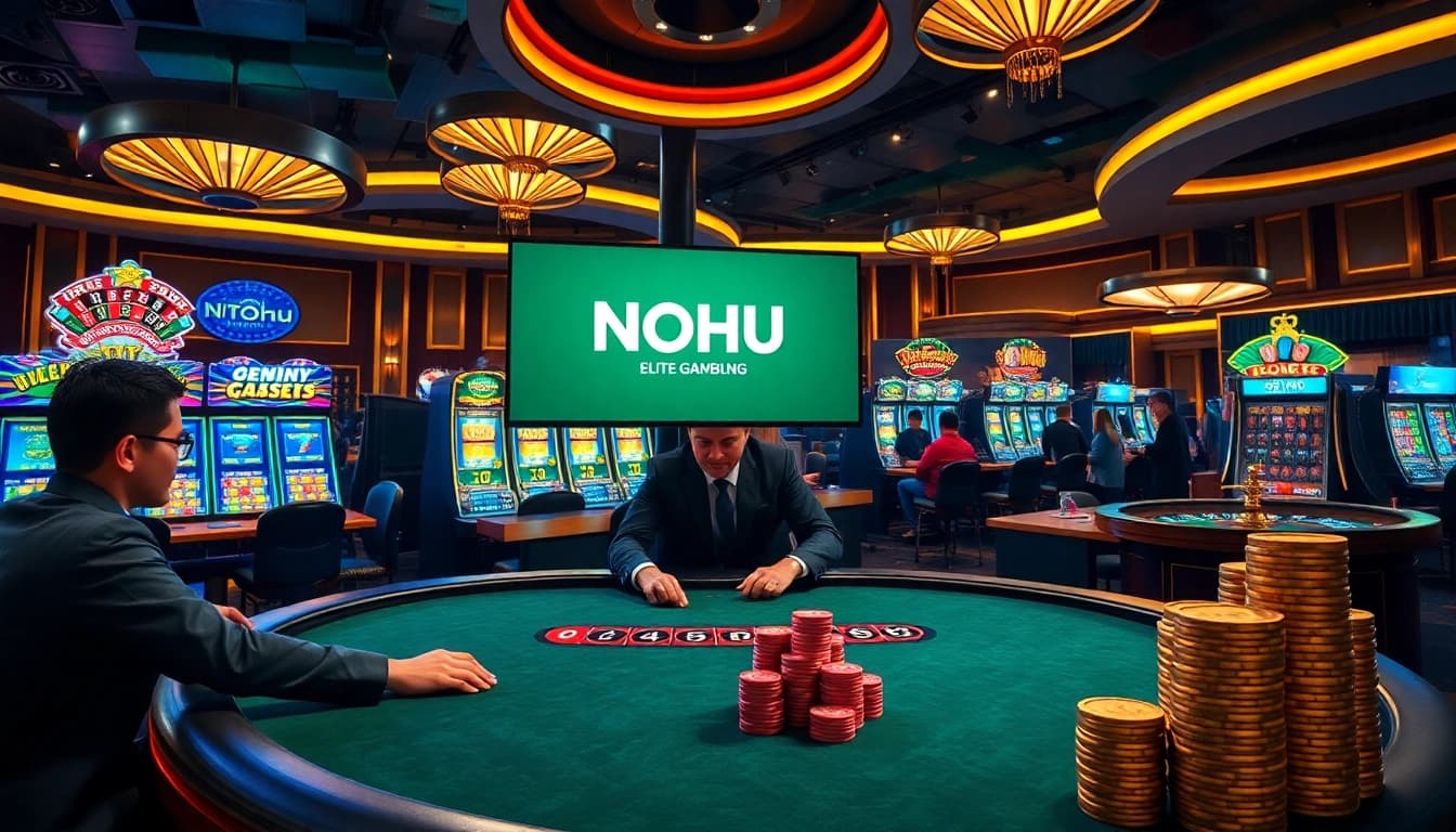 Experience thrilling games at NOHU with vibrant tables, colorful chips, and lively ambiance.