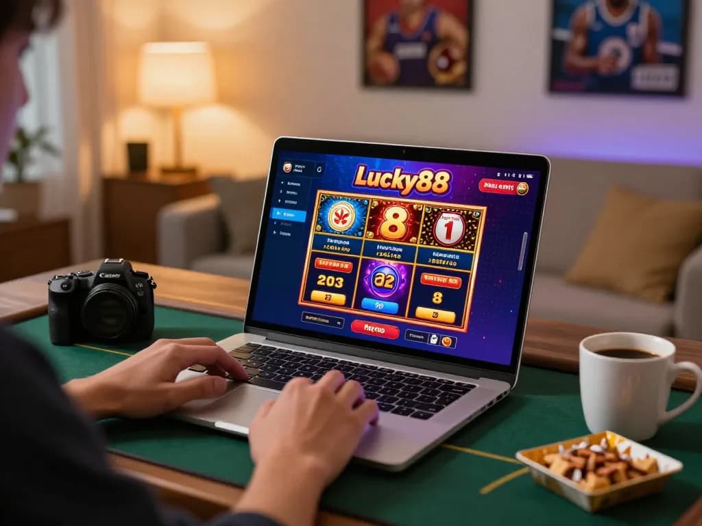 Experience the thrills of Lucky88 Casino with engaging online gameplay and vibrant home setup.
