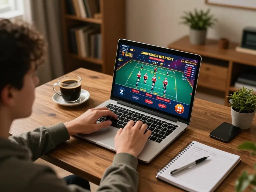 Player engaging in online casino game at home through TA88 platform, showcasing interactive gameplay environment