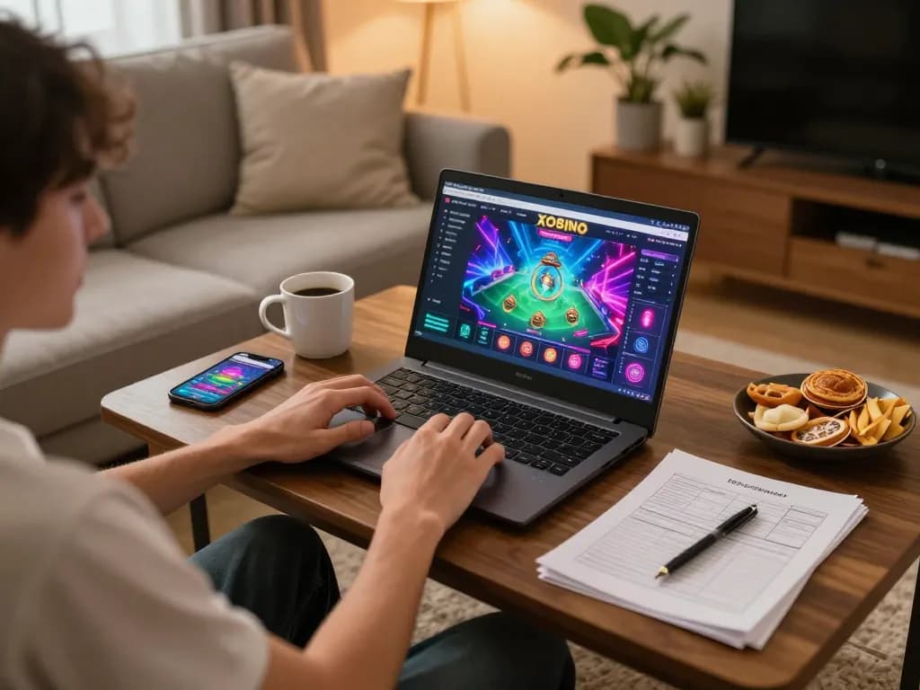 Engaging in exciting gameplay at XO88 CASINO with a cozy home setup, showcasing a digital strategy