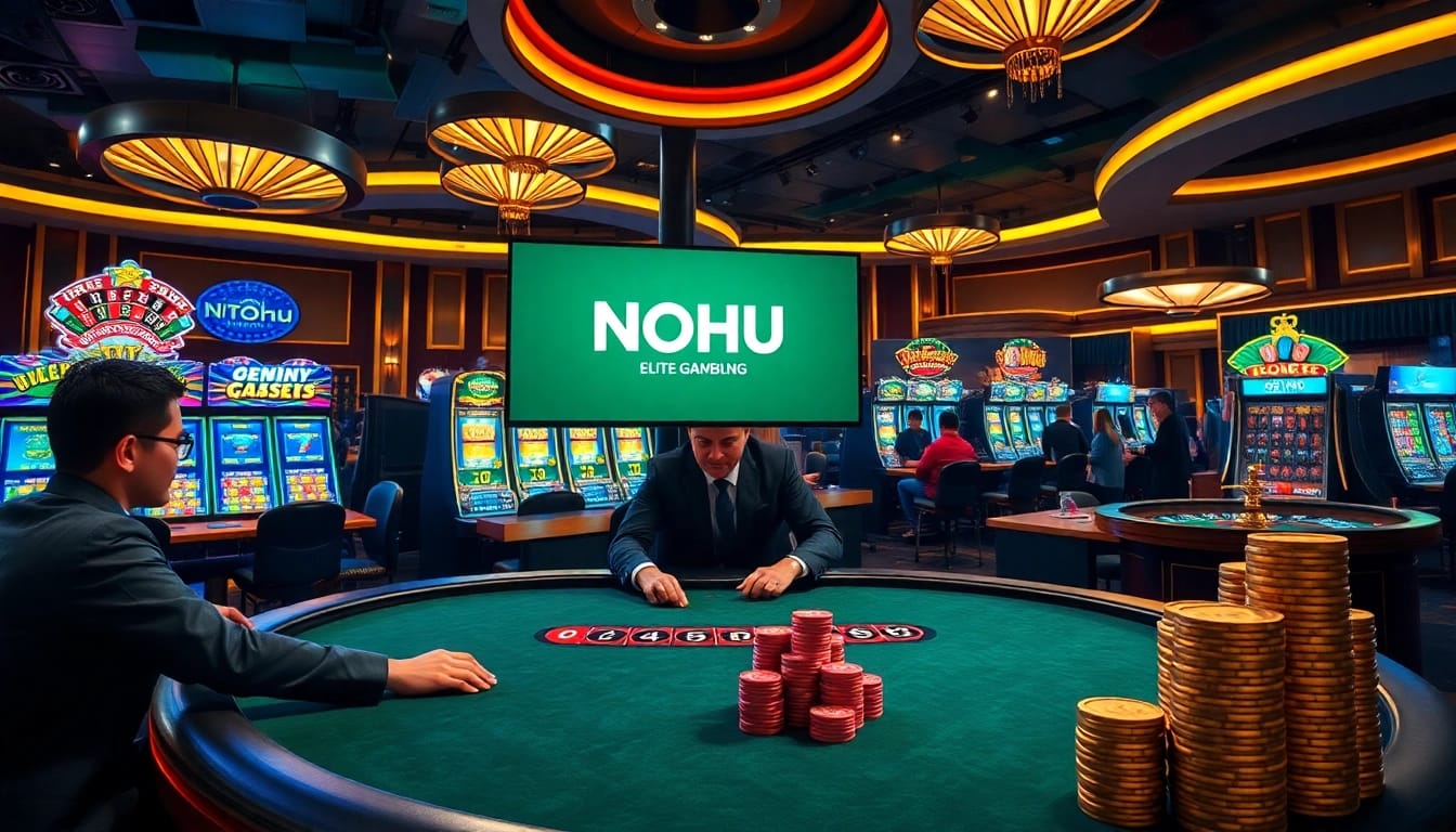Experience thrilling games at NOHU with vibrant tables, colorful chips, and lively ambiance.