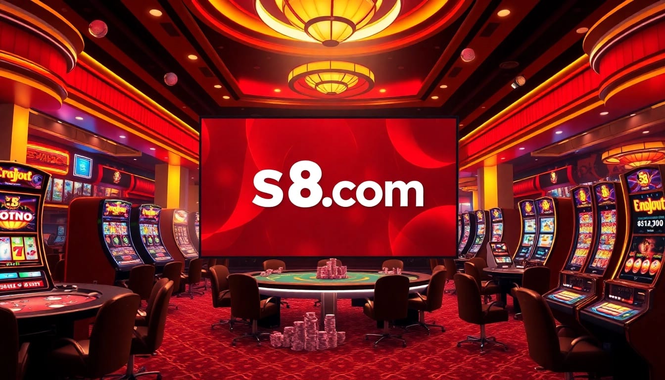 Experience thrilling gaming at s8 com with luxurious casino tables and engaging gamblers.