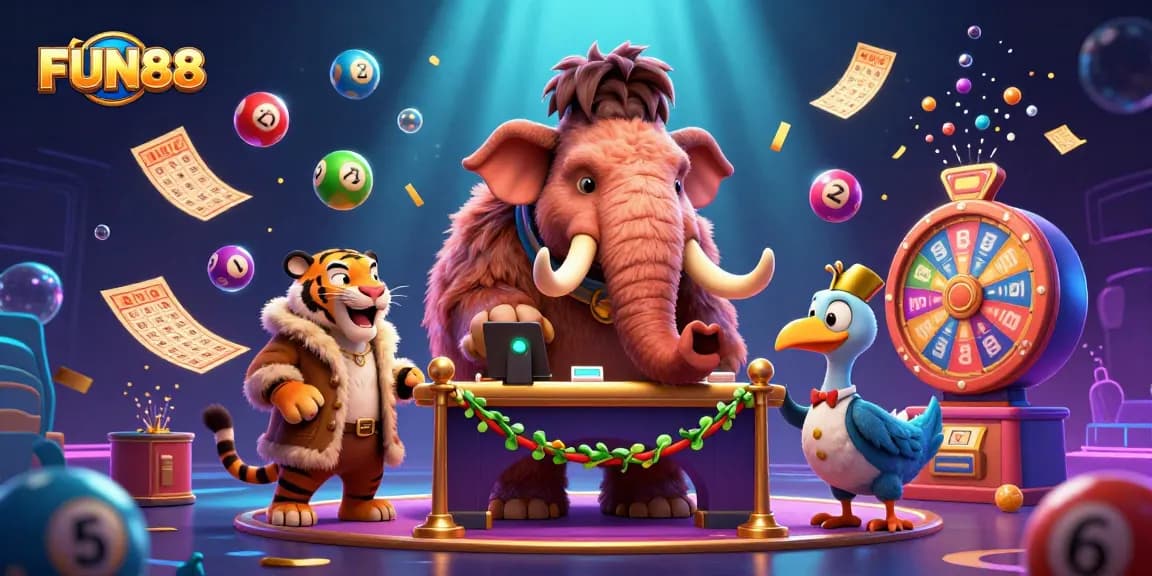 Experience FUN88's vibrant casino atmosphere with dynamic characters and exciting gaming elements.
