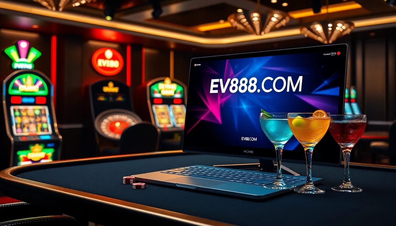 Experience high-stakes gambling excitement with EV88.COM's vibrant casino interface and exciting tables.