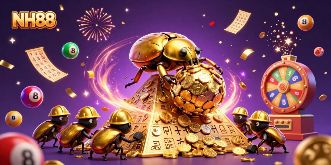 Experience thrilling gameplay at NH88 with vibrant casino-themed 3D illustration showcasing exciting elements.