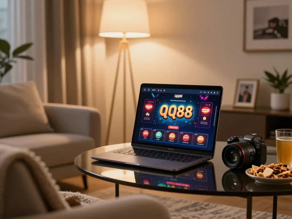 Engaging gameplay on the qq88 platform from a cozy home setting, enhancing online gambling experience
