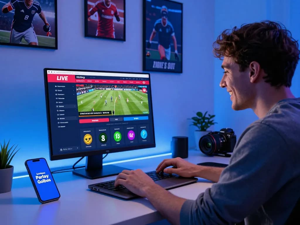 Engage with winning strategies at Link Resmi Parlay Golbos through live sports betting options on a modern laptop.
