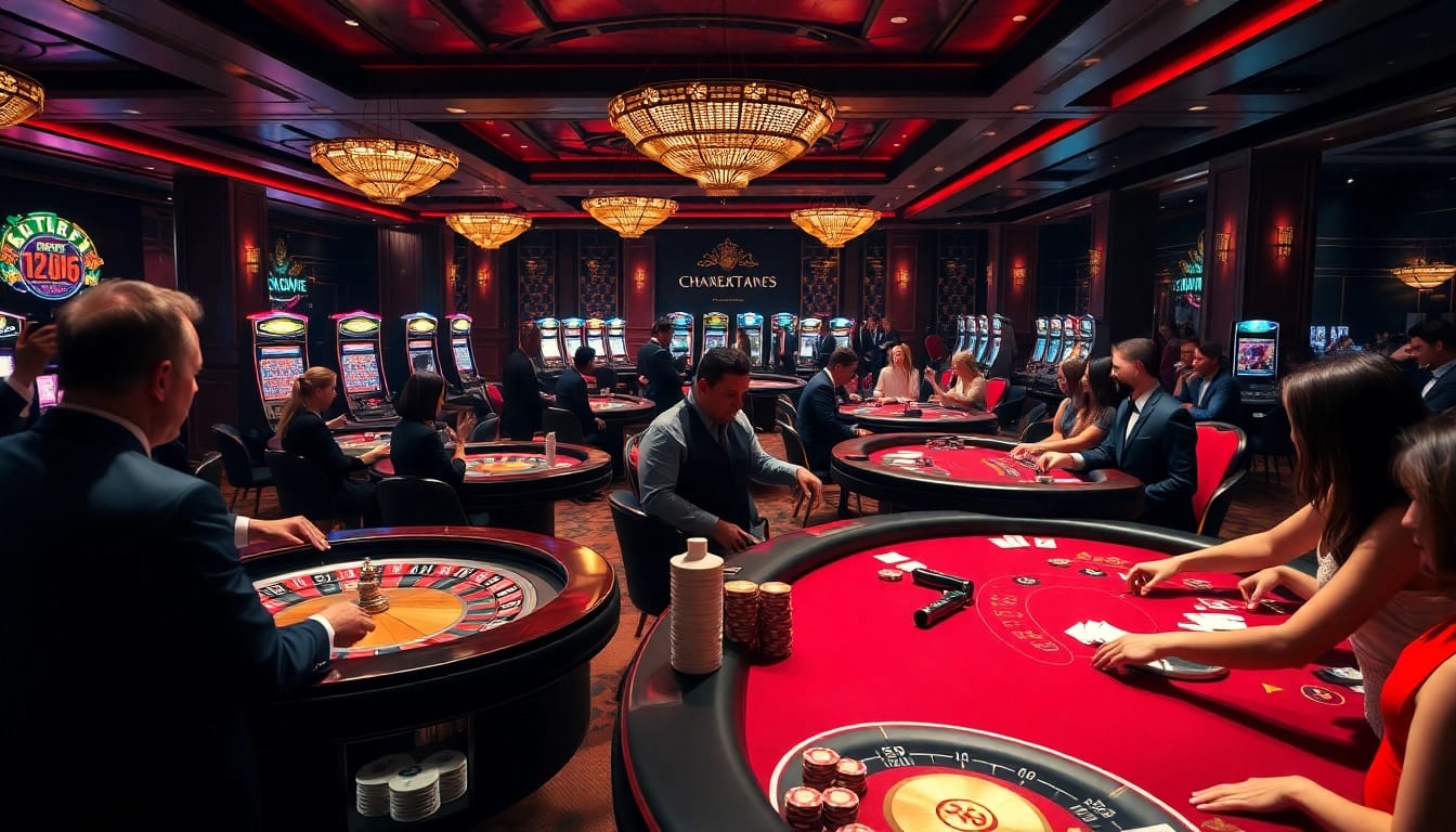Experience the excitement of gambling at Go8's luxurious casino tables with players enjoying their games.