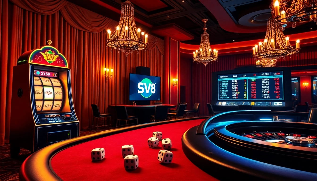 Gamble thrillingly at SV368's vibrant casino with slot machines and poker tables.