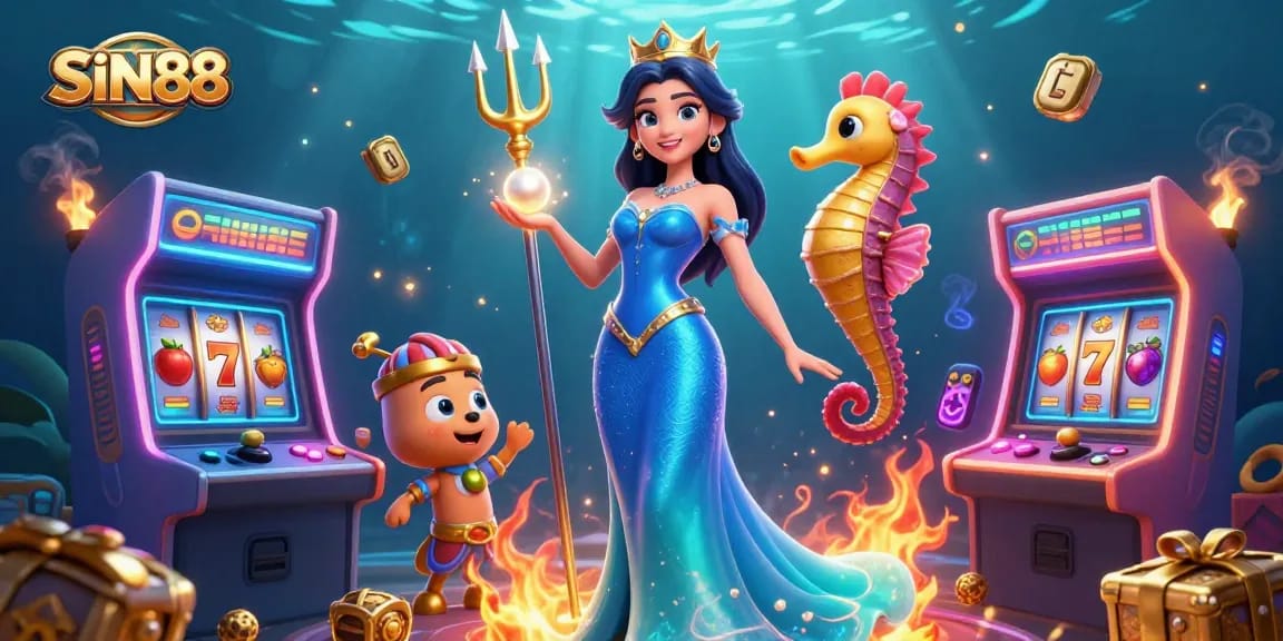 SIN88 captures the thrill of gaming with vibrant characters and dynamic casino elements.