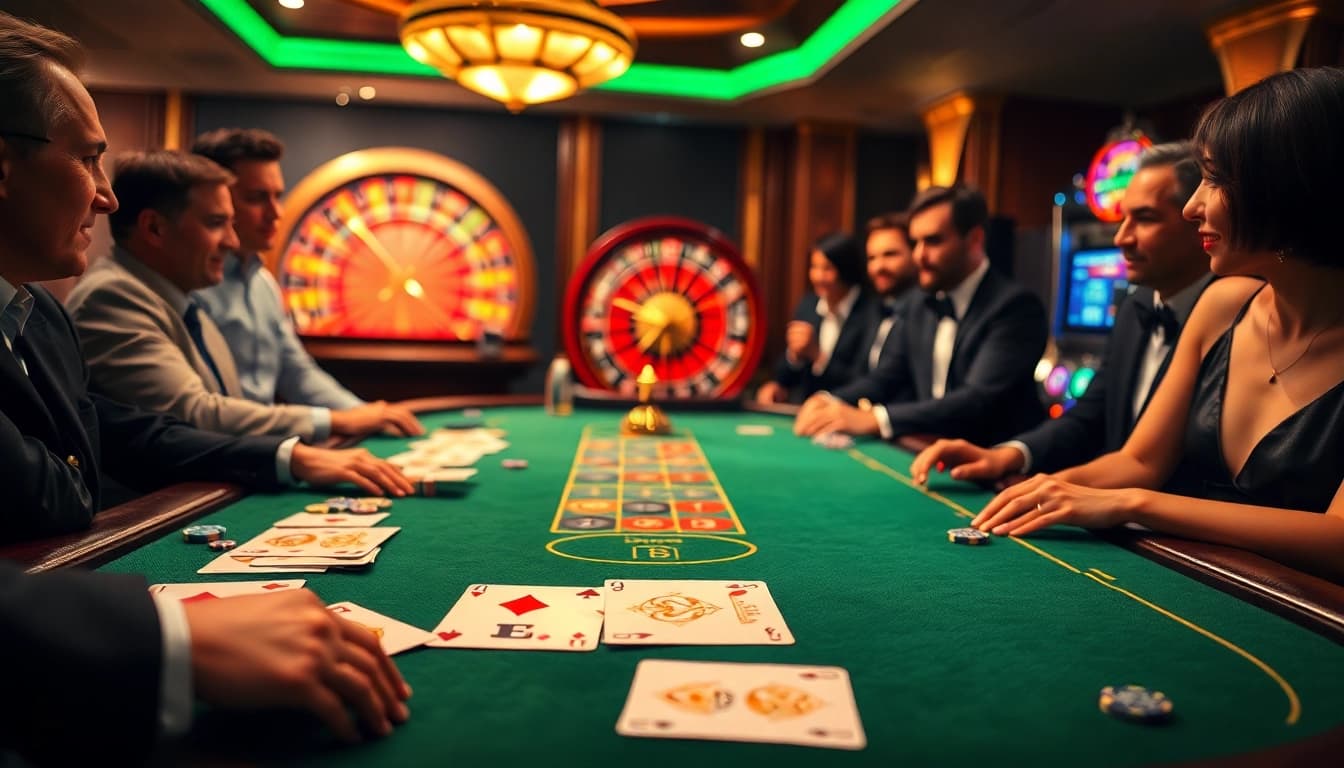 Engaging gamblers at the luxury table showcasing excitement for games at https://da88.navy/.