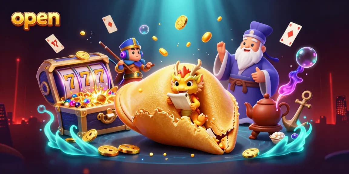 Experience the thrill of open gaming with dynamic slot reels and rich casino elements in an engaging, vibrant illustration.