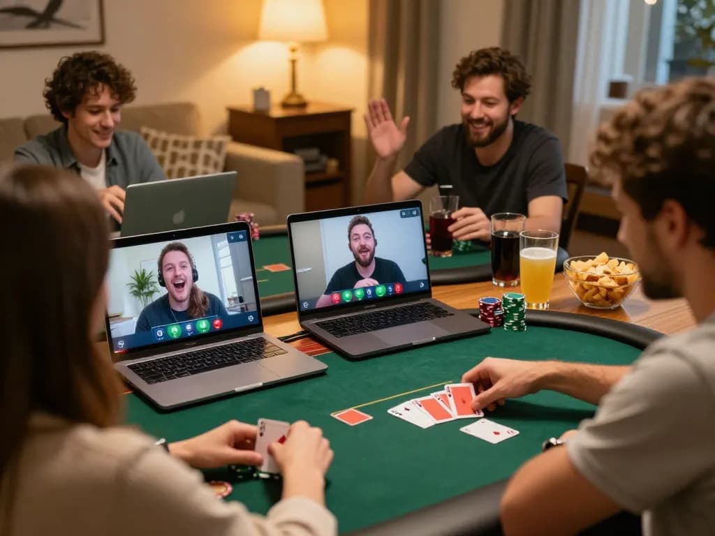 Players enjoying a thrilling online poker game experience with vua88, showcasing excitement and strategy.