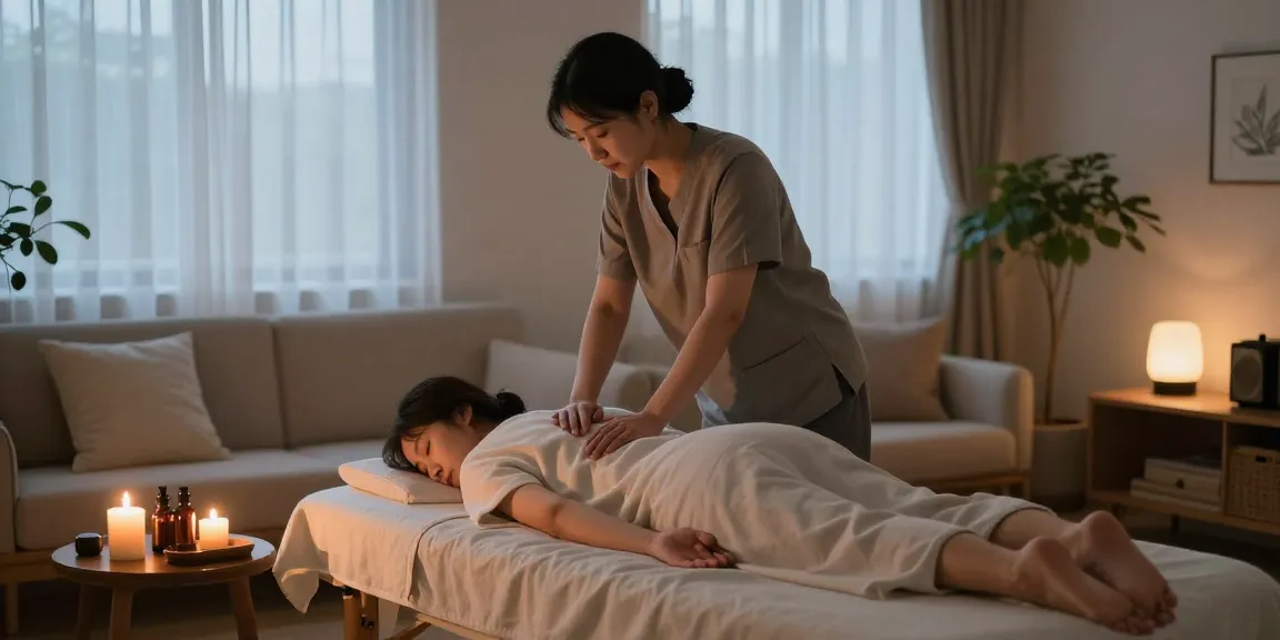Relaxing 종로출장마사지 scene in a tranquil home setting with soothing ambiance.