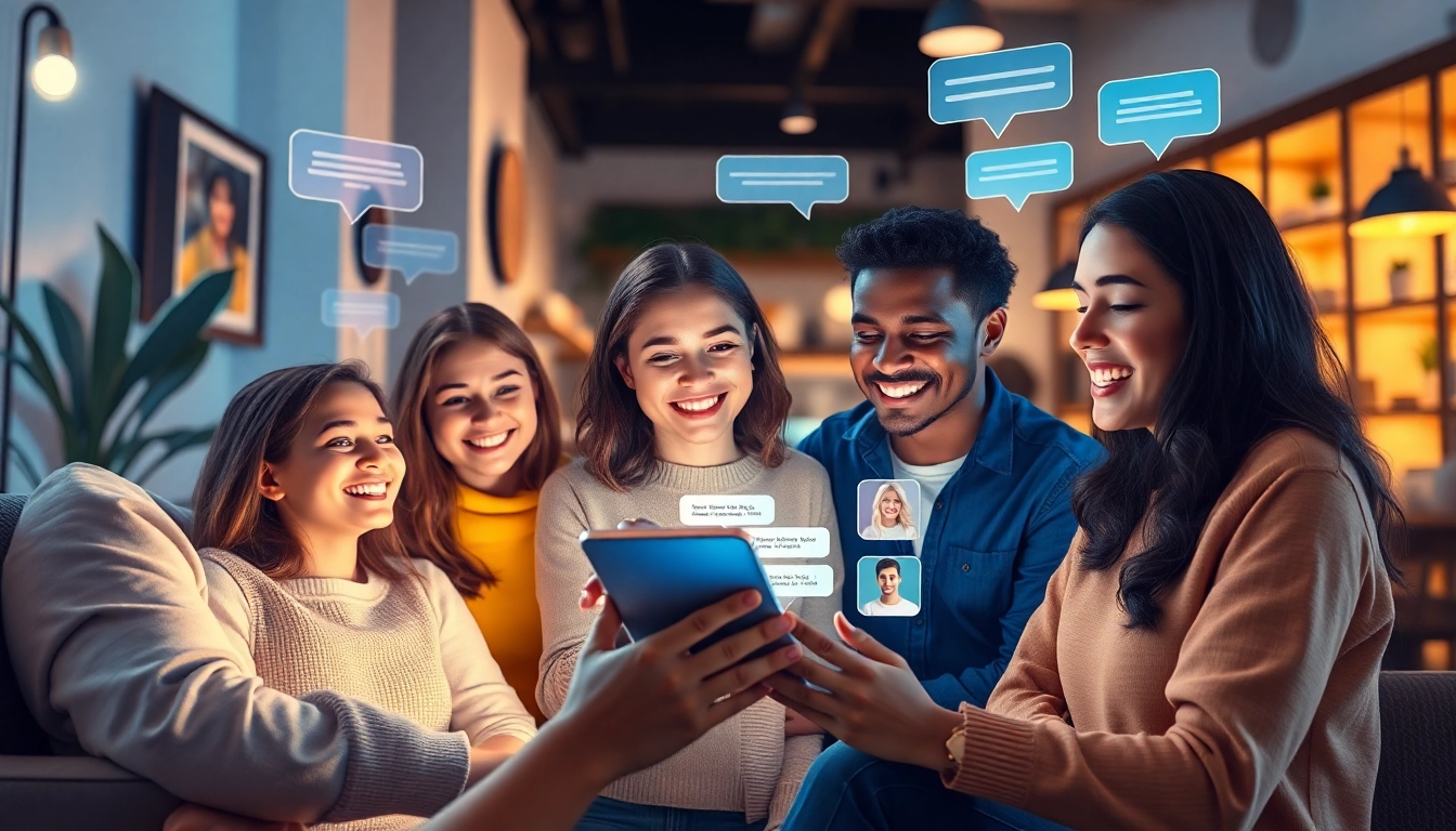 Users engaging with Crushon AI on a tablet, showcasing interactive chat experience