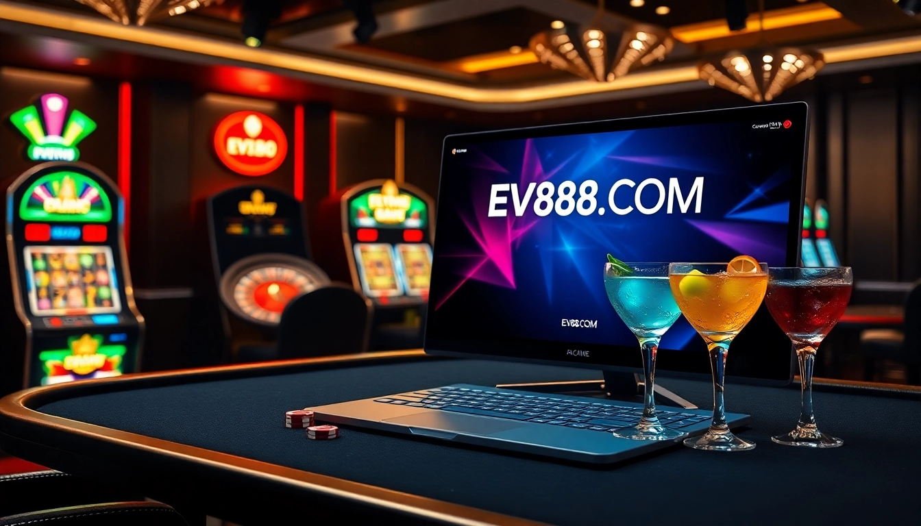 Experience high-stakes gambling excitement with EV88.COM's vibrant casino interface and exciting tables.