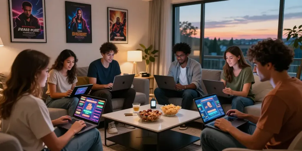 Engaging DA88 online gaming experience with friends enjoying casino games.