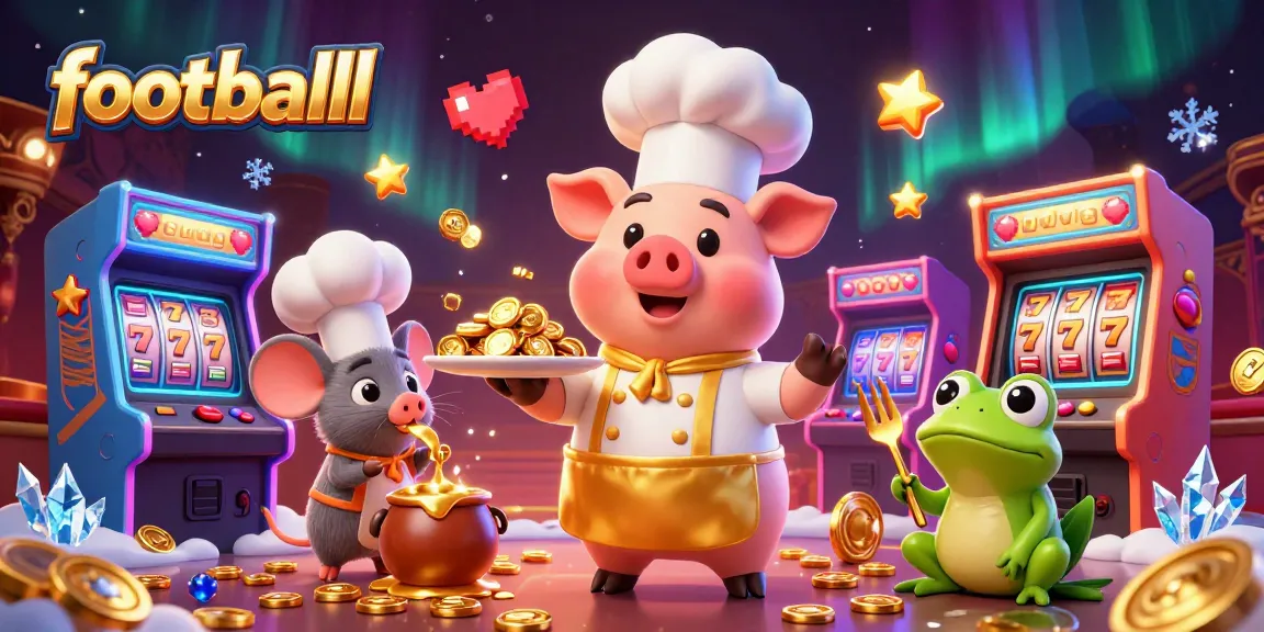 Spin the reels of fortune with footballl's vibrant casino scene featuring cartoon characters and gold!