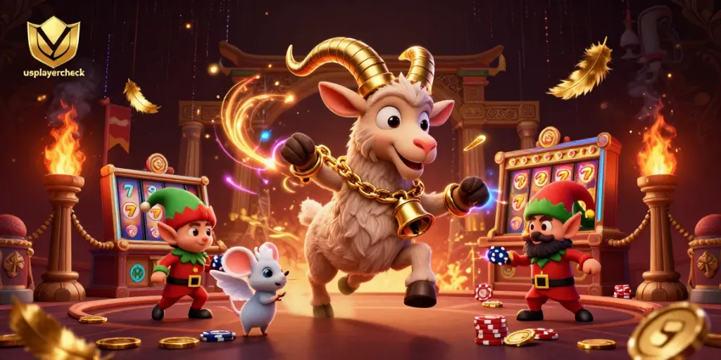 Experience the excitement of usplayercheck in a dynamic casino scene with Krampus and clever characters.