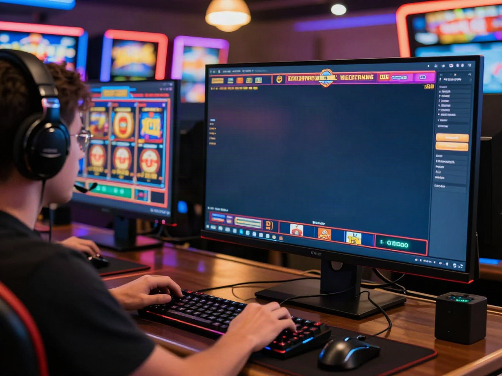 Engaged player at the online casino interface representing Trang chủ Nbet.