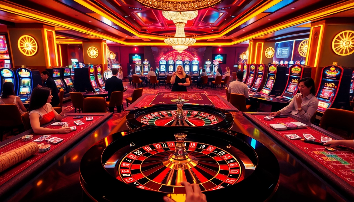 Crowd enjoying vibrant casino fun at https://2haywin.art/, with roulette wheel and colorful chips.