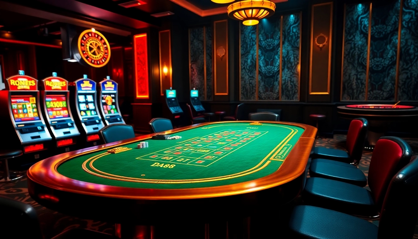 Experience thrilling gameplay at the vibrant DA88 casino table surrounded by luxury gambling elements.