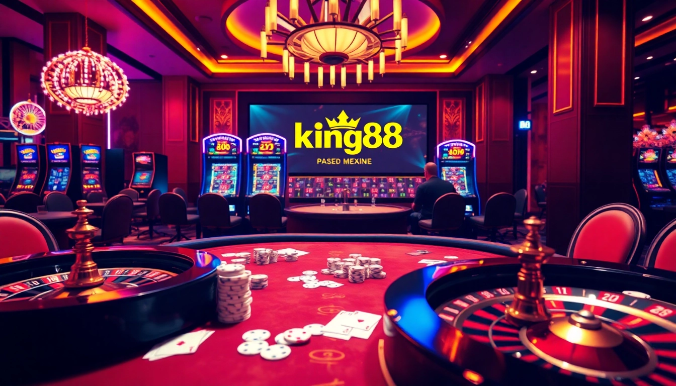 Experience the excitement of king88 with vibrant casino tables and engaging gameplay elements.