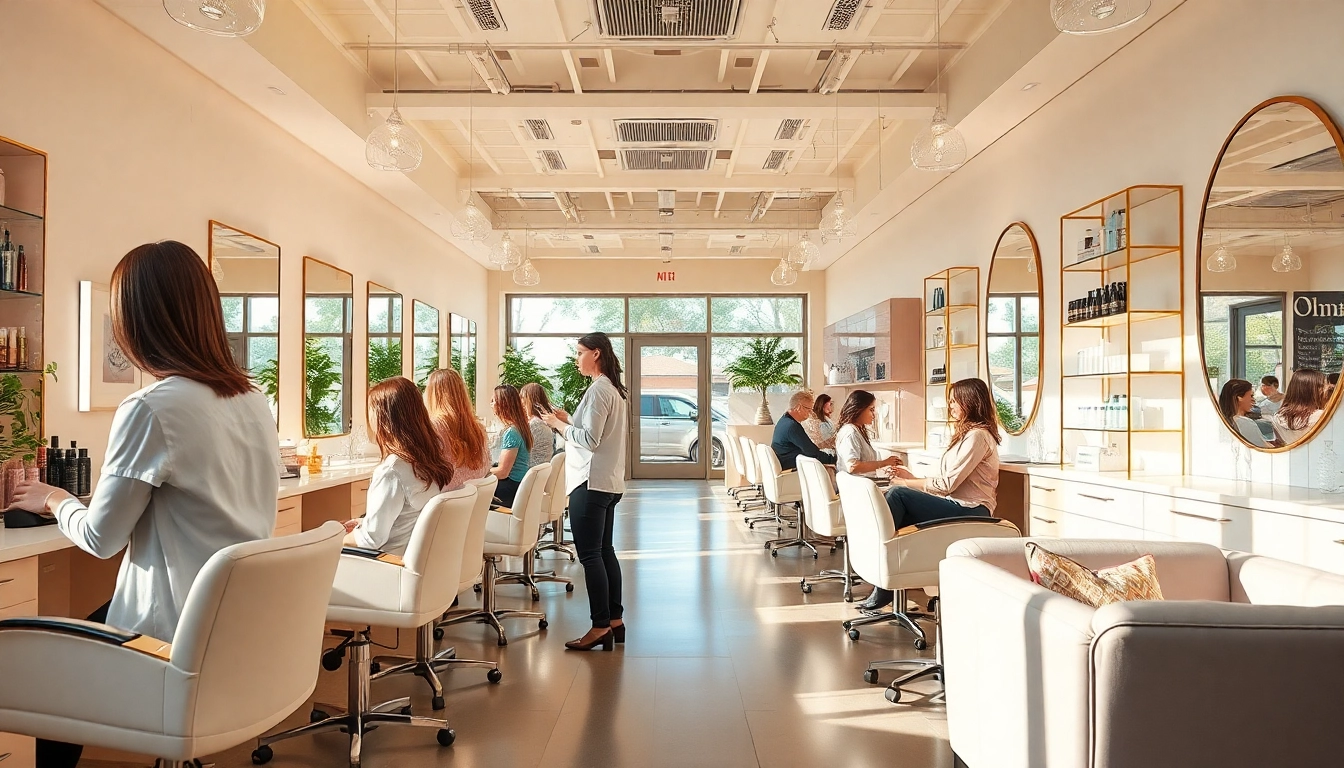 Omnia Salon showcases professional hairstyling and vibrant hair transformations in a modern, inviting interior.