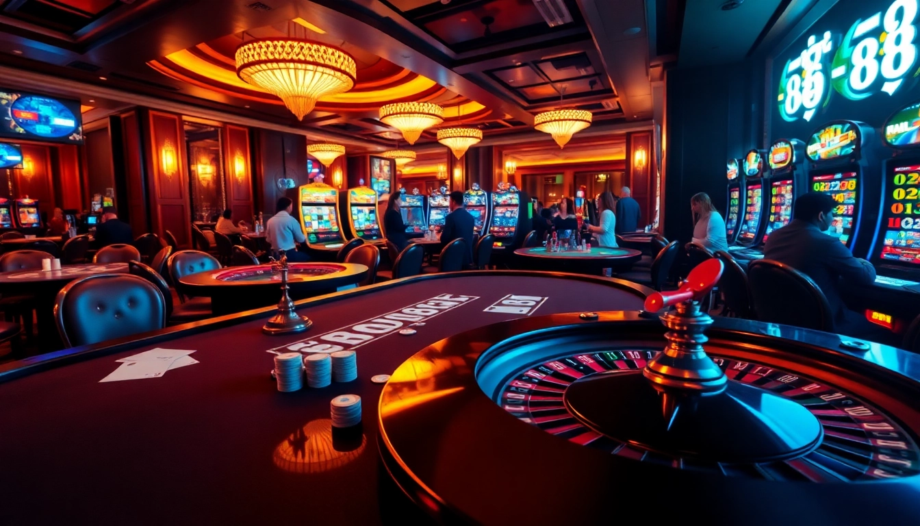 Players experiencing the thrill of winning at uu88 in a luxurious casino environment with high-end gaming tables.
