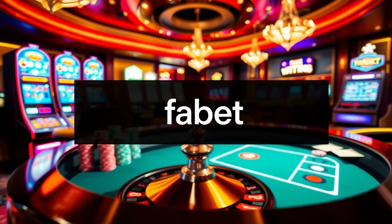 Experience the excitement of gambling with fabet in a luxurious casino setting featuring slot machines and poker tables.